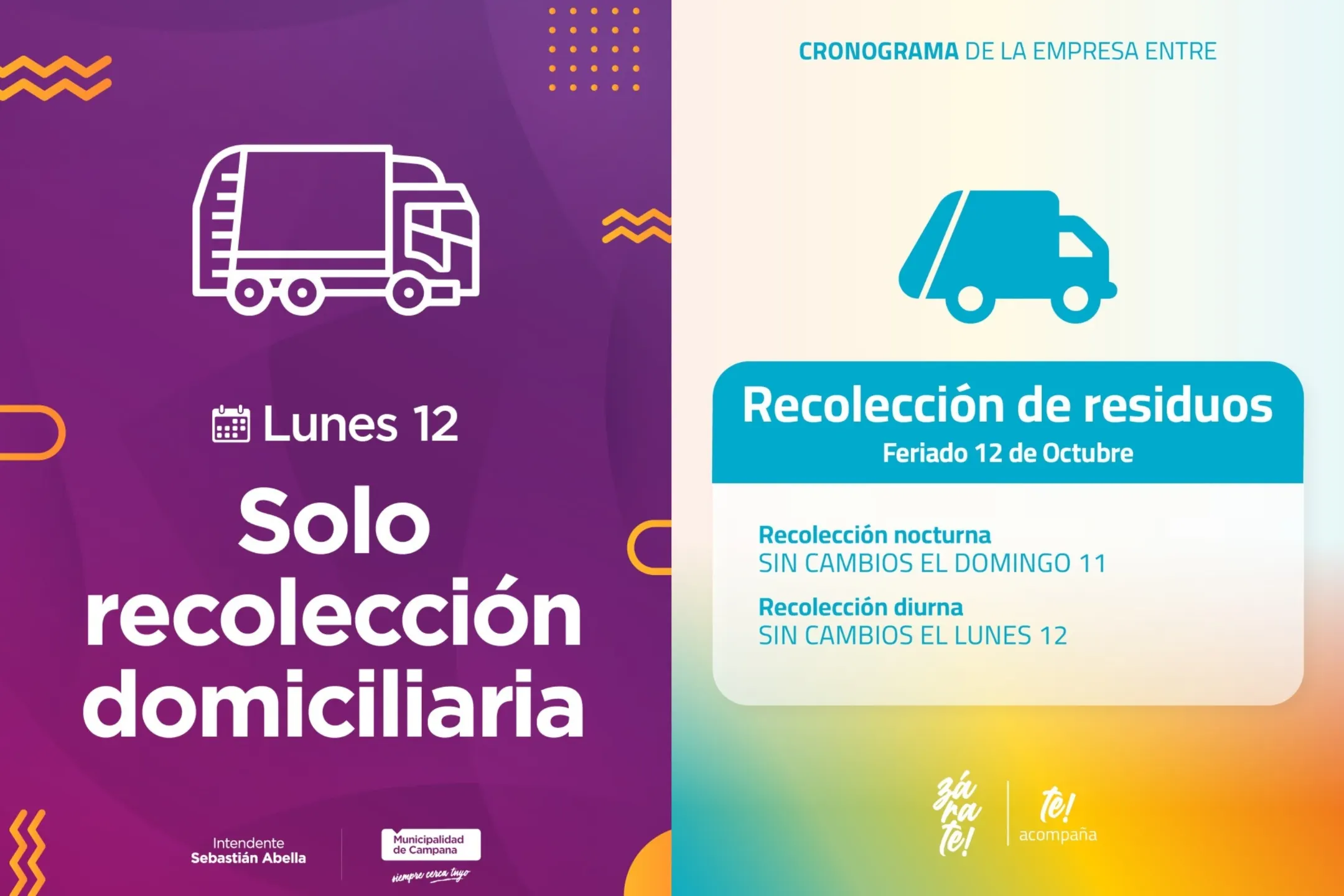 Cómo será la recolección de residuos en Campana y Zárate el lunes 12 de octubre