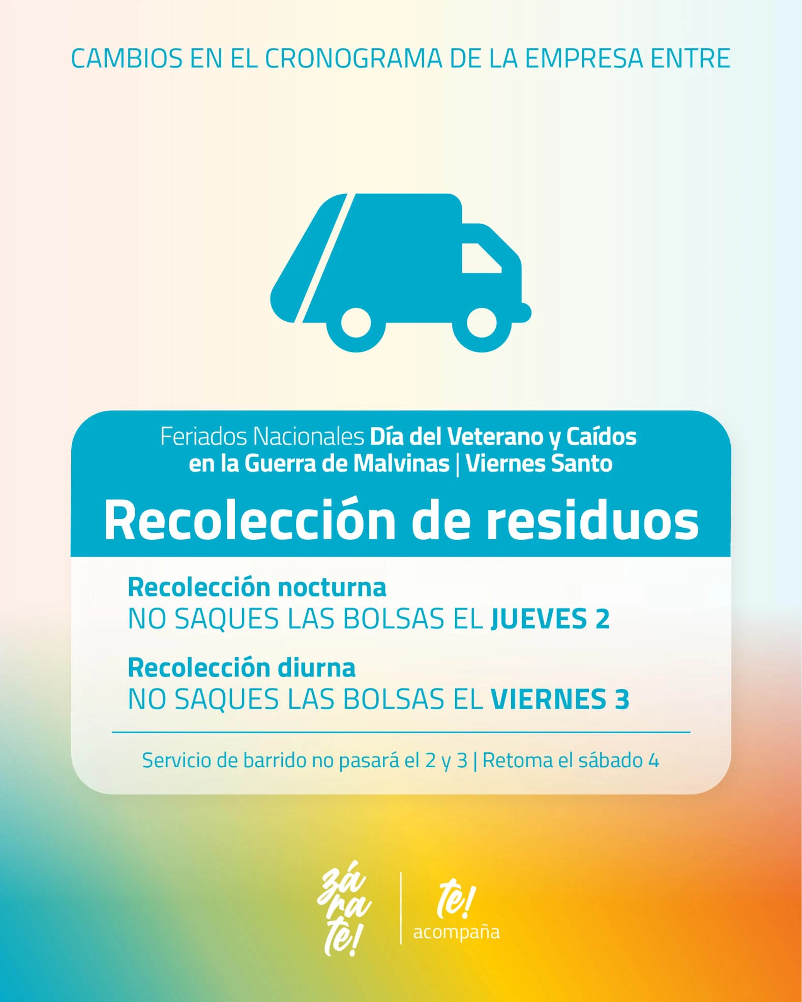Atención Zárate: qué días no habrá recolección de residuos por el fin de semana largo